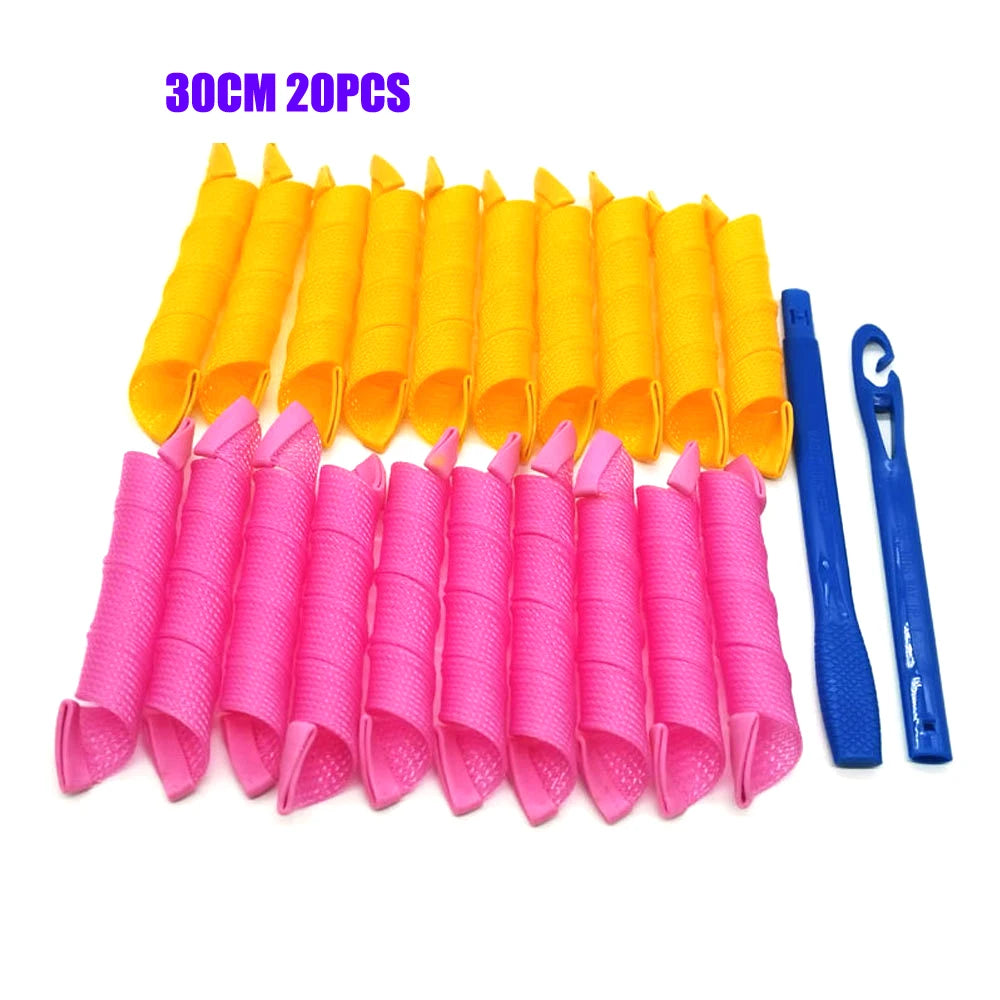 Hair Rollers (30/45/55/65cm) Snail Shape Not Waveform Spiral Round Curls Hair Curler Soft Hair Curler Magic Hair Rollers DIY