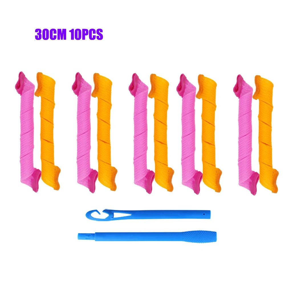 Hair Rollers (30/45/55/65cm) Snail Shape Not Waveform Spiral Round Curls Hair Curler Soft Hair Curler Magic Hair Rollers DIY