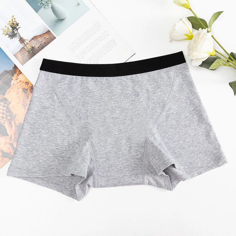 Heavy Flow Menstrual Panties 4-Layer Leak Proof Cotton Boyshorts Period Underwear Absorbent Overnight Incontinence Boxer Briefs
