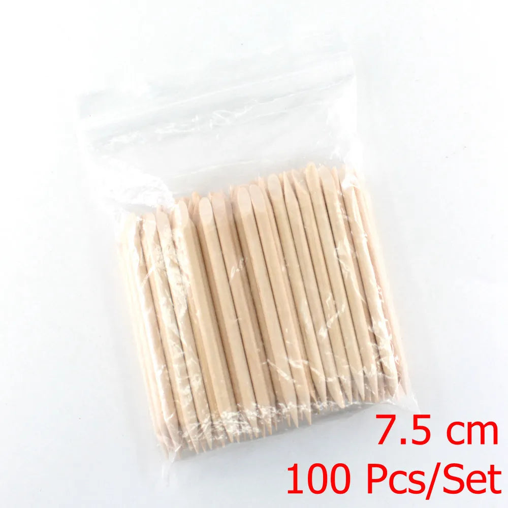 4 different sizes Orange Wood Sticks for Cuticle Pusher Cuticle Remove Tool forks for nails Manicures Tools 10/30/50/100Pcs/Set