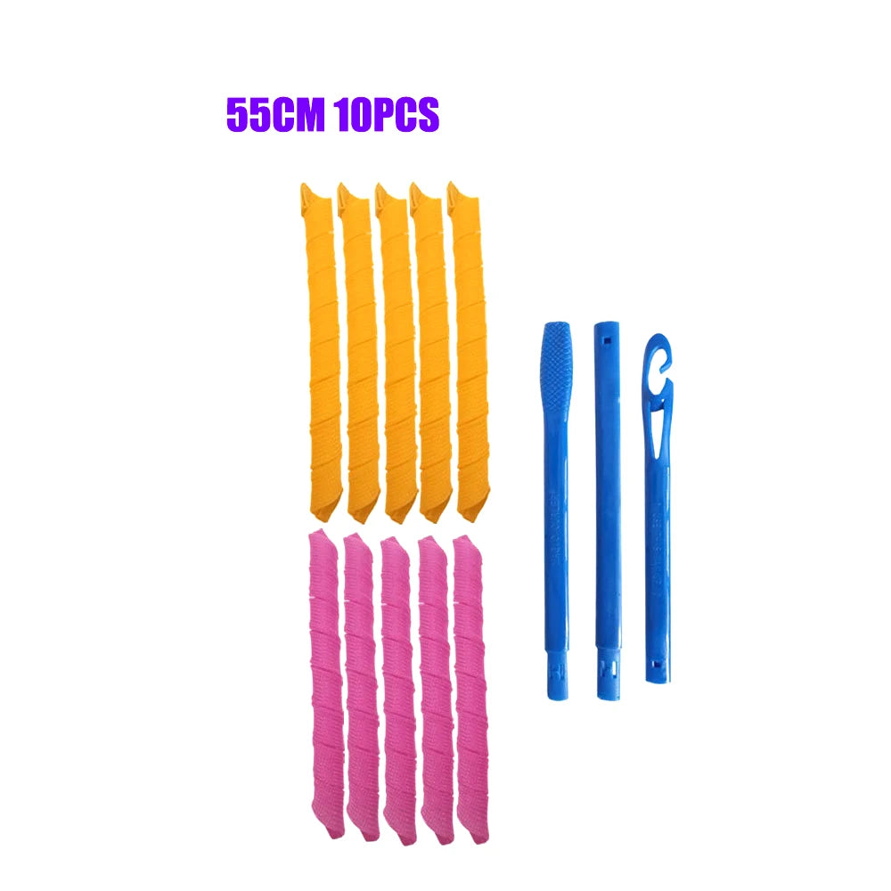 Hair Rollers (30/45/55/65cm) Snail Shape Not Waveform Spiral Round Curls Hair Curler Soft Hair Curler Magic Hair Rollers DIY