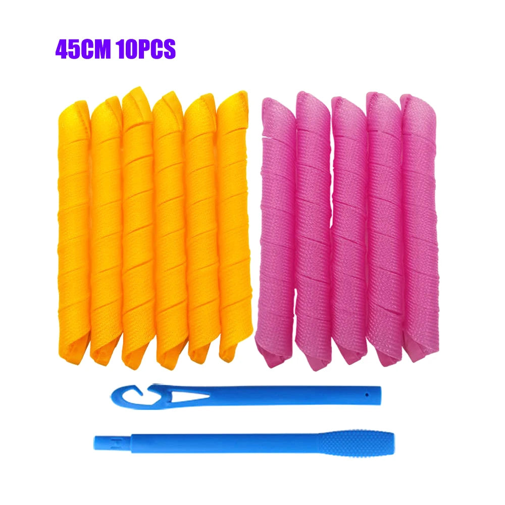 Hair Rollers (30/45/55/65cm) Snail Shape Not Waveform Spiral Round Curls Hair Curler Soft Hair Curler Magic Hair Rollers DIY