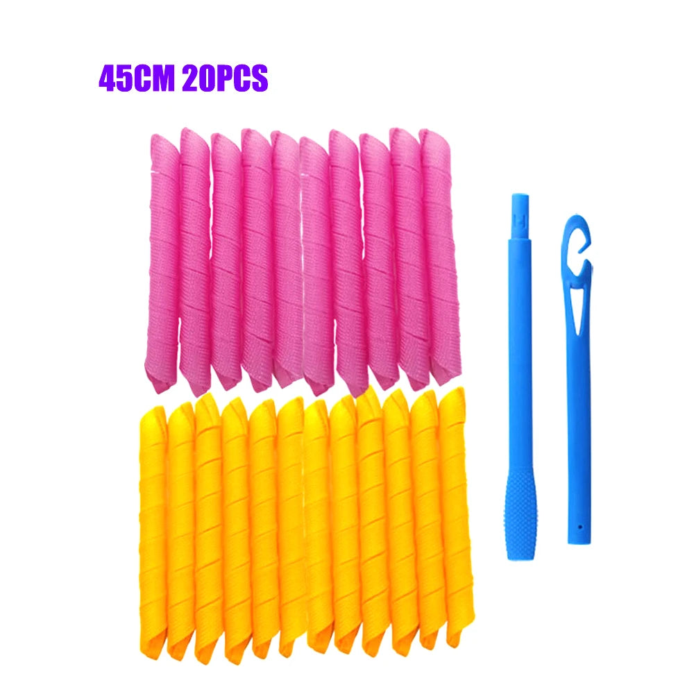 Hair Rollers (30/45/55/65cm) Snail Shape Not Waveform Spiral Round Curls Hair Curler Soft Hair Curler Magic Hair Rollers DIY