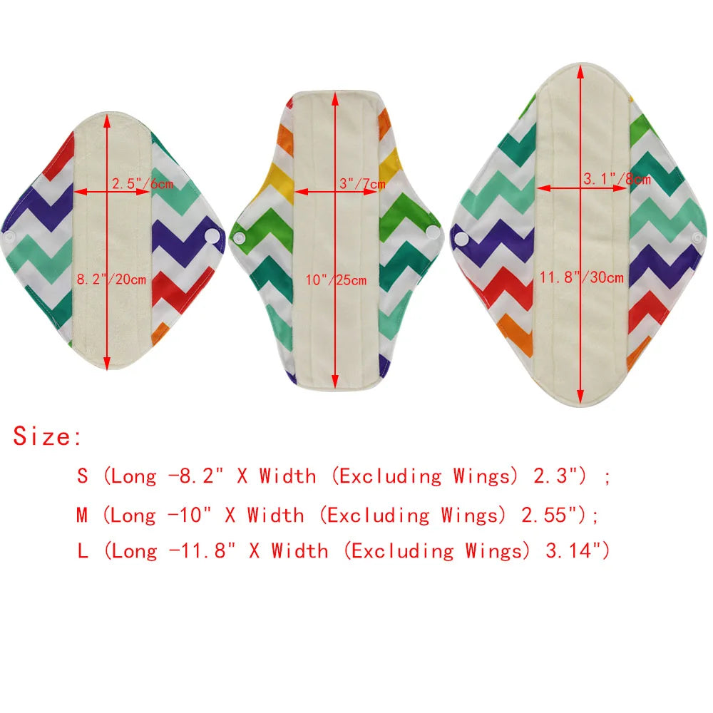 5pcs Set 4pcs Bamboo Reusable Sanitary Pads Washable Absorbent Cloth Menstrual Pads+1pc Bonus Free Mini Wet Bag