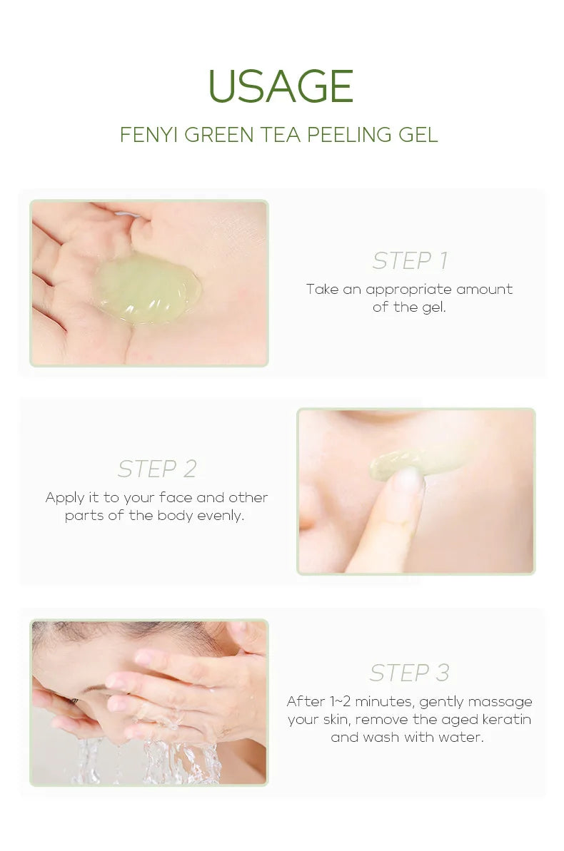 Facial Exfoliating Peeling Gel Face Scrub Moisturizing Whitening Green Tea Remove Blackhead Acne Detoxifies & Cleanses All Skin