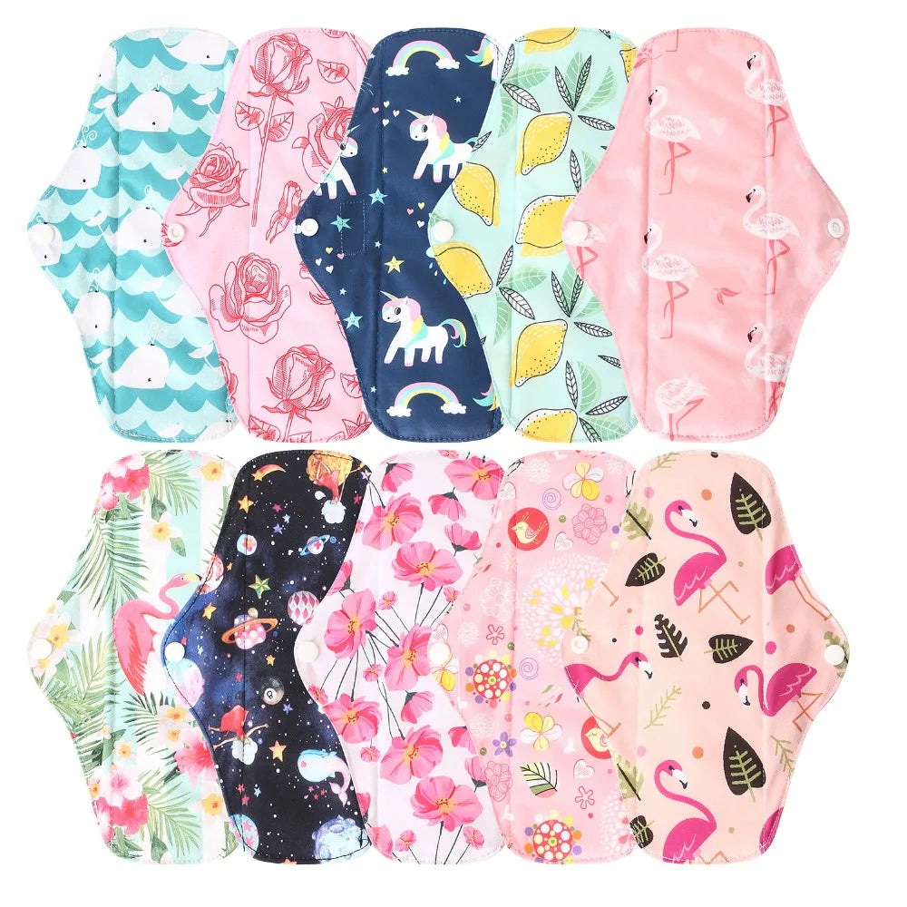 5pcs Set 4pcs Bamboo Reusable Sanitary Pads Washable Absorbent Cloth Menstrual Pads+1pc Bonus Free Mini Wet Bag