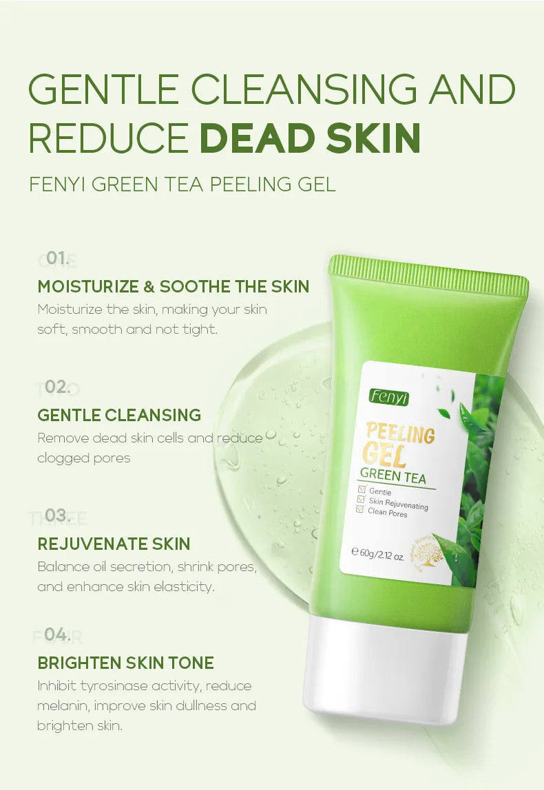 Facial Exfoliating Peeling Gel Face Scrub Moisturizing Whitening Green Tea Remove Blackhead Acne Detoxifies & Cleanses All Skin