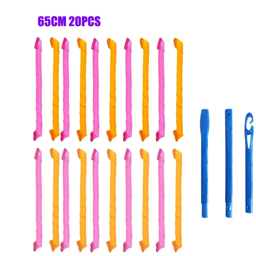 Hair Rollers (30/45/55/65cm) Snail Shape Not Waveform Spiral Round Curls Hair Curler Soft Hair Curler Magic Hair Rollers DIY