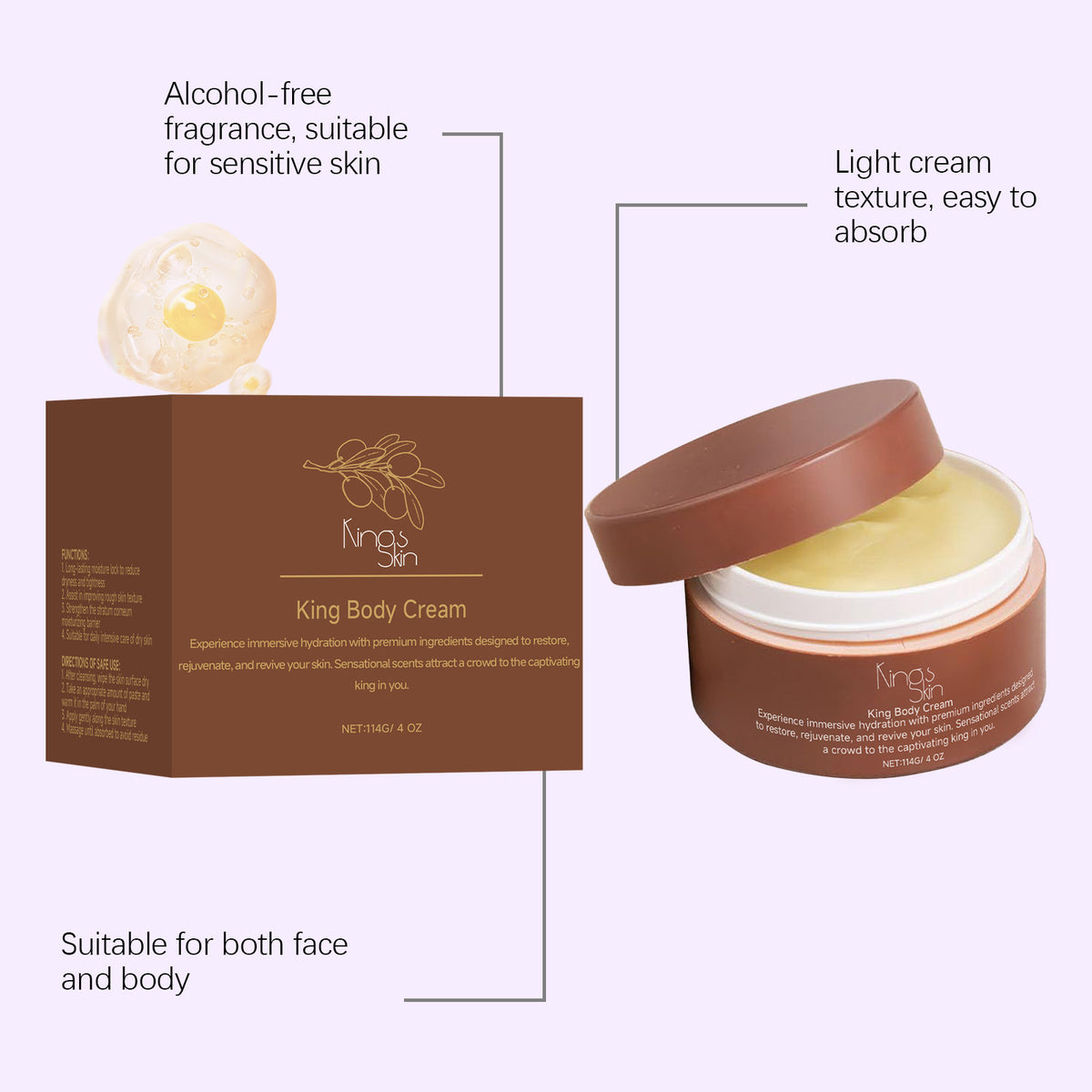 Shea Butter Moisturizing Cream Relieve Dryness Soft Smooth Lifting Brighten Tightening Improve Sagging Hydrater King Body Butter