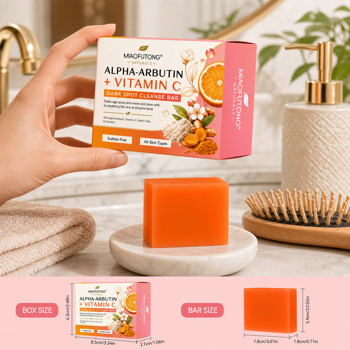 RDQCTQ 1pcs Turmeric Natural Bar Soap, Lemon Kojic Acid Soap, Shower and Facial Soap -No Harsh Ingredients 100g
