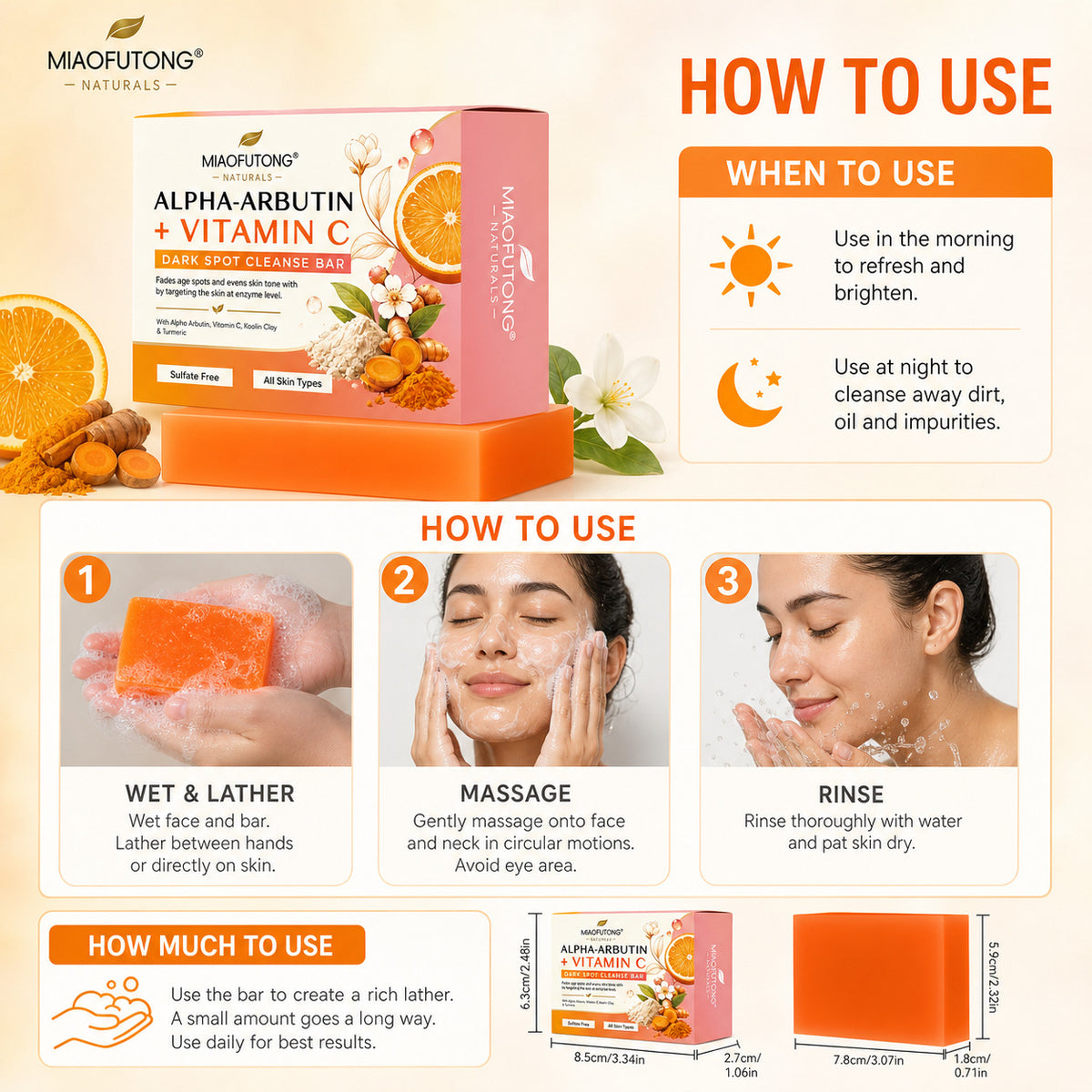 RDQCTQ 1pcs Turmeric Natural Bar Soap, Lemon Kojic Acid Soap, Shower and Facial Soap -No Harsh Ingredients 100g