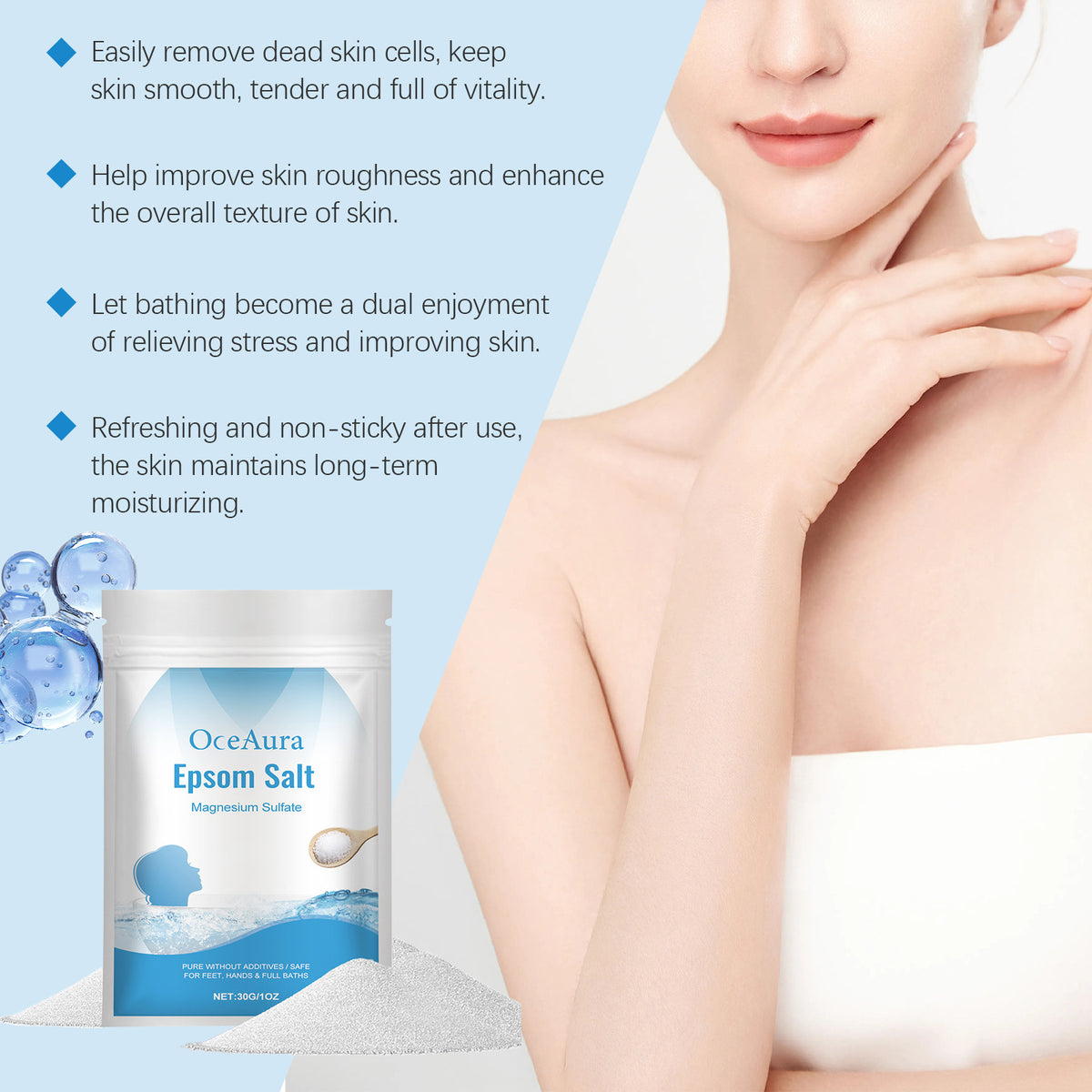 Epsom Salt Magnesium Sulfate Moisturizing Exfoliating Pure Natural Feet Hands Bath Body Relaxation Muscle Relief Detox Skin Care
