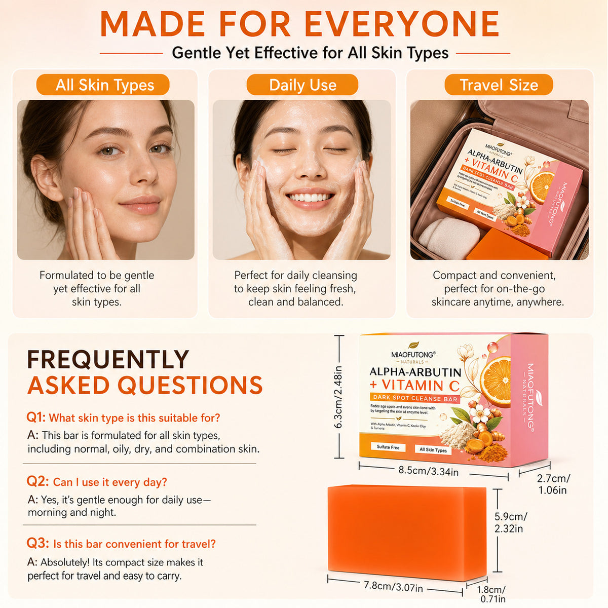 RDQCTQ 1pcs Turmeric Natural Bar Soap, Lemon Kojic Acid Soap, Shower and Facial Soap -No Harsh Ingredients 100g