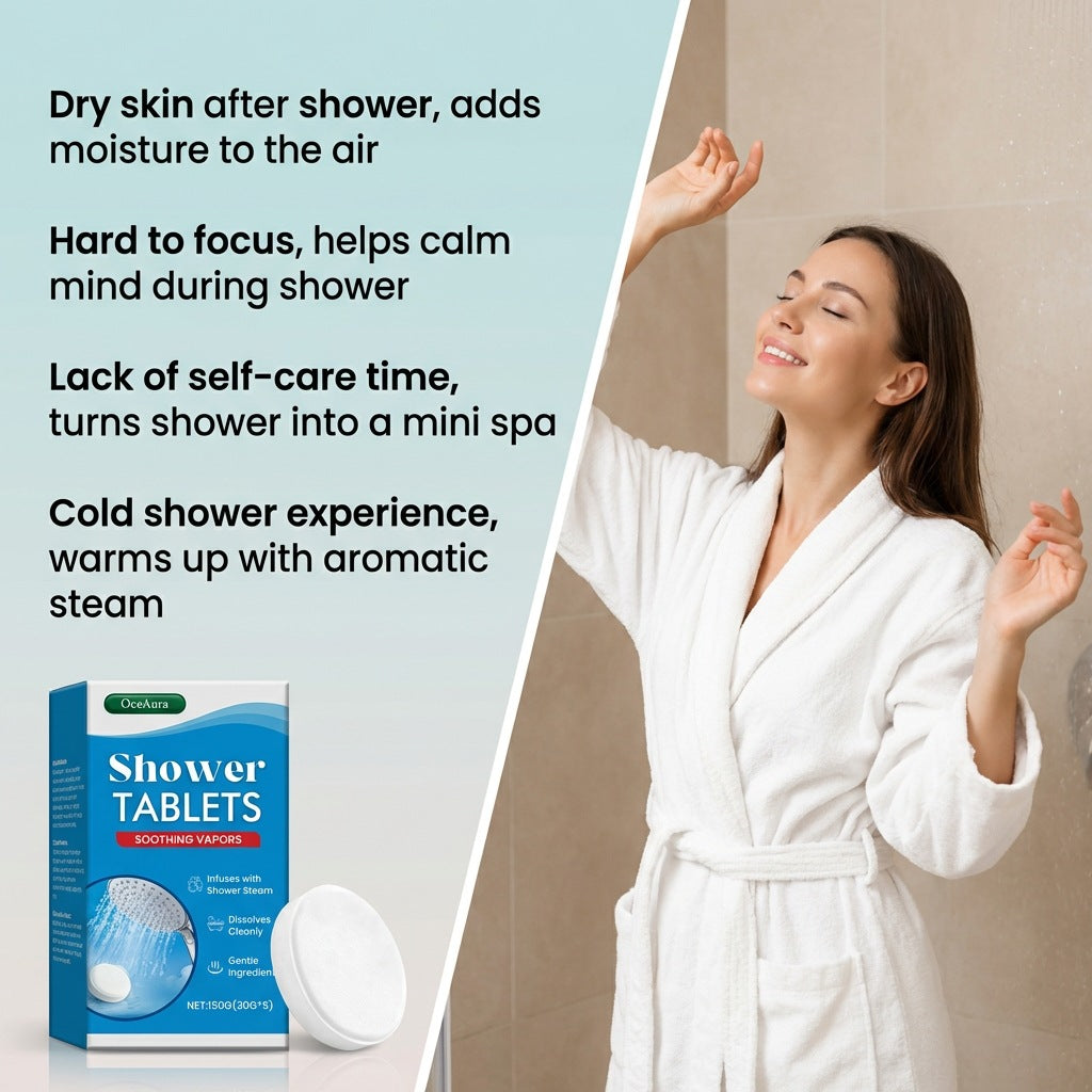Shower Steamers Tablets Aromatherapy Moisturizing Stress Fatigue Relief Relaxing Gentle Cleansing Smooth Soothing Shower Tablets