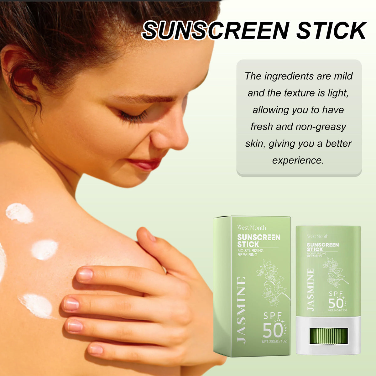 Spf 50+ Sunscreen Stick UV Protective Brightening Waterproof Sweatproof Refreshing Deep Moisturizing Lightweight Sunscreen Stick