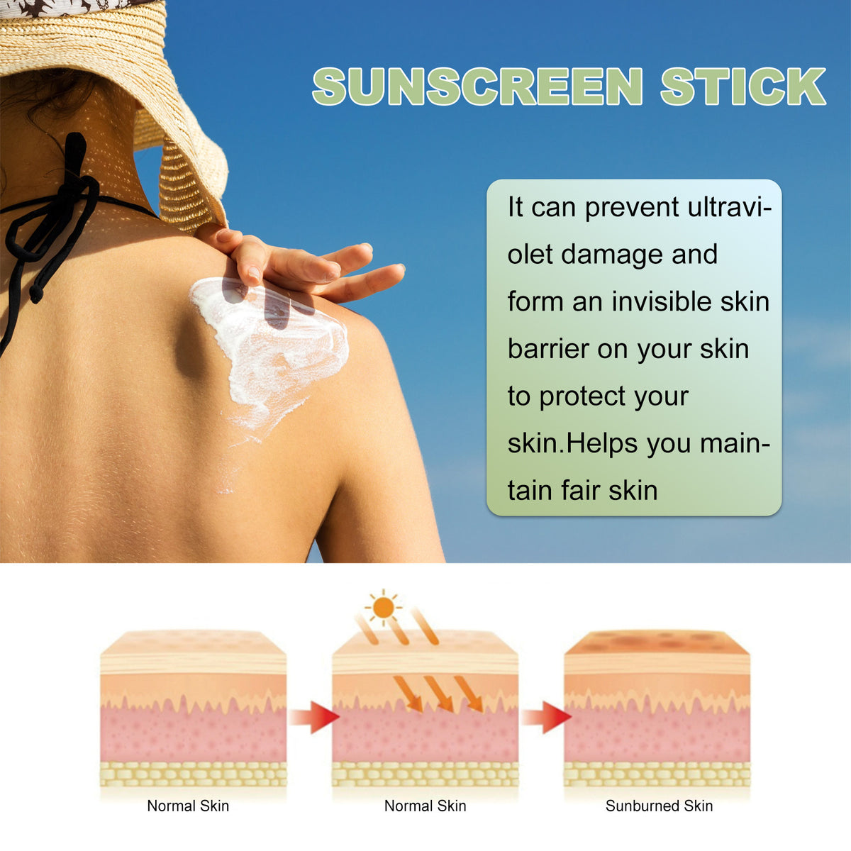 Spf 50+ Sunscreen Stick UV Protective Brightening Waterproof Sweatproof Refreshing Deep Moisturizing Lightweight Sunscreen Stick