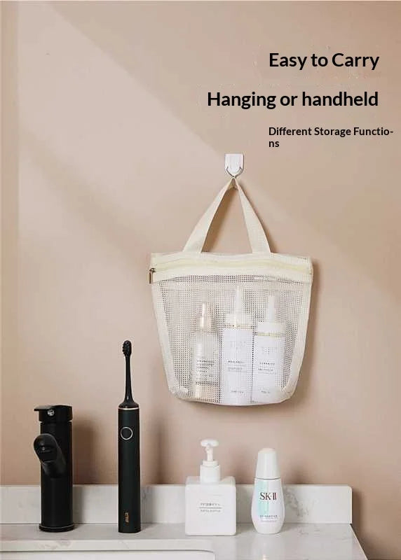 HOMEFISH Mesh Makeup Toiletry Storage Bags Handbags Portable Travel Washing Body Shower Tools Organizer Hanging Organizer Pouch