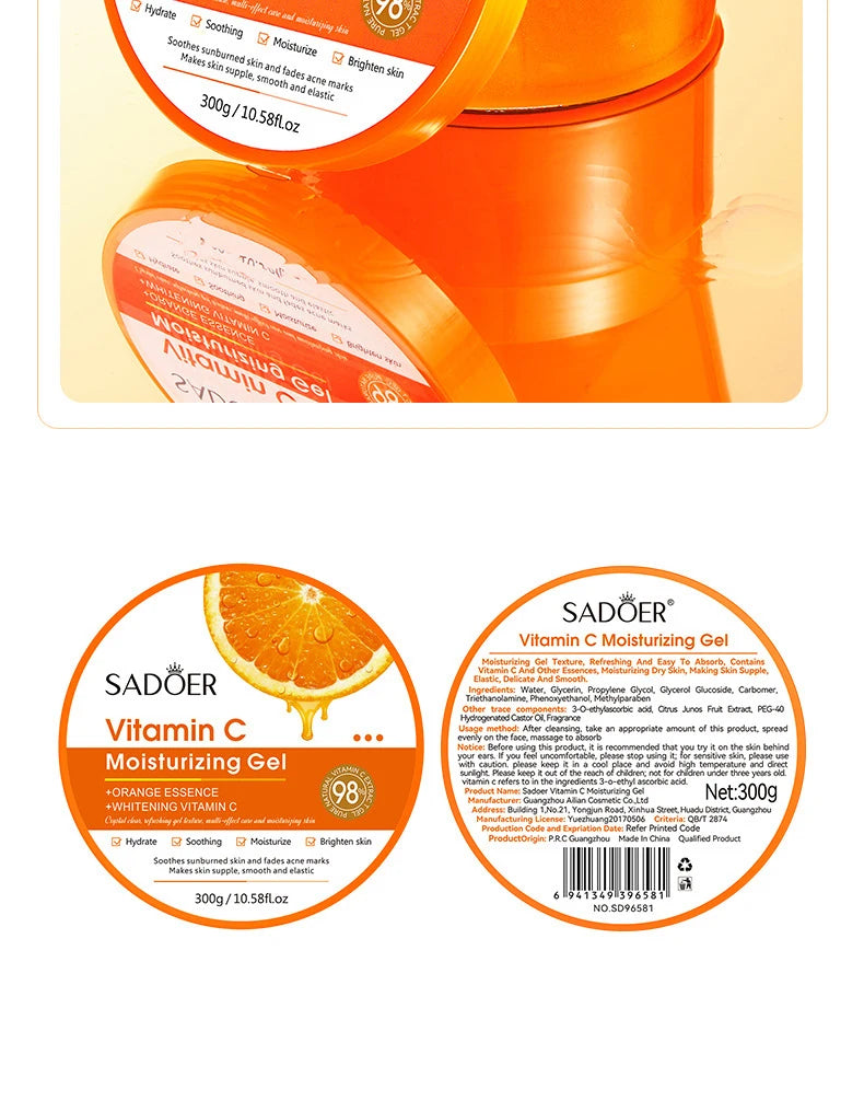 SADOER Vitamin C Moisturizing Aloe Vera Gel Facial Creams Skin Anti Wrinkle Nourishing Hydrating Face Cream Skin Care