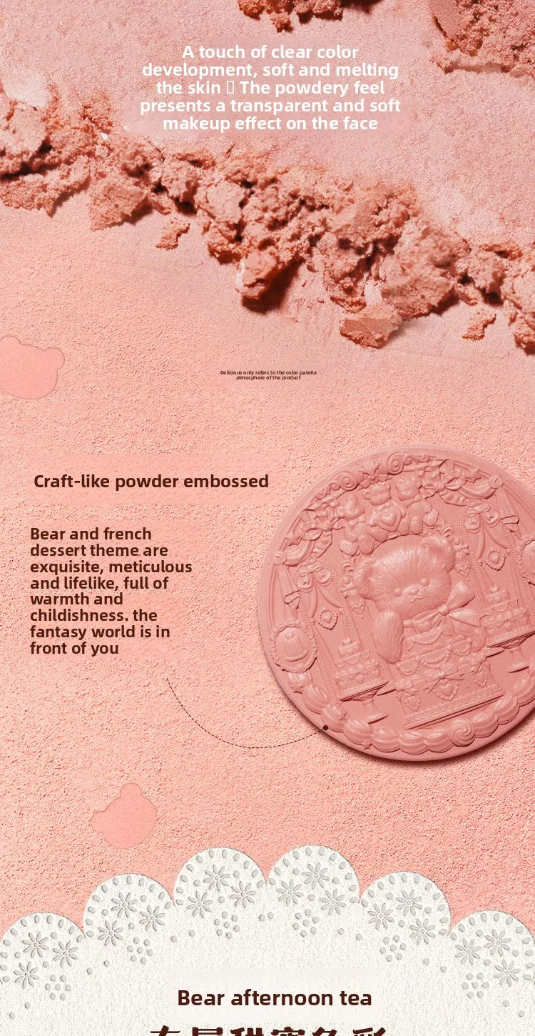 FLOWER KNOWS THE SWEETIE BEAR COLLECTION Silk Satin Blush Powder For Cheeks Contour Face Bunny Garden Blush Natural Matte Finish