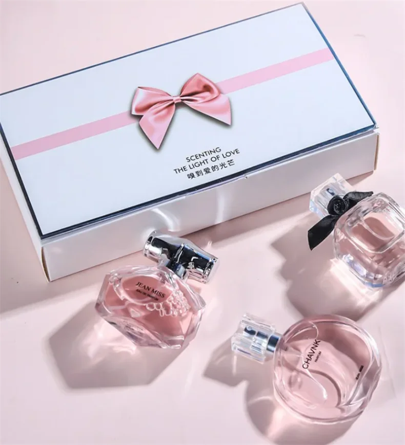 90ML(30mlx3PCS) Eau De Parfum Gift Box Feminino Spray Fresh Light Scent Floral Fruity Chypre Notes LongLasting Women Perfume Set