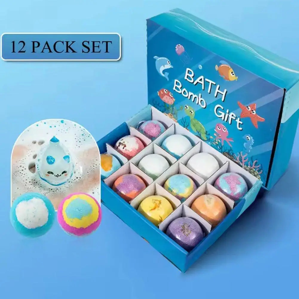1/6/12PCS Bath Bombs Set Bubble Bath Fizzies for Children Safe & Natural Essential Oil Bubble Bath with Surprise Toys Inside