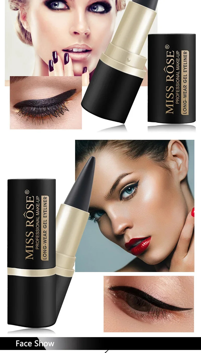 Waterproof Eyeliner Gel Matte - 24H Quick-drying Rich Pigment Single Head Gel Pencil Smudge-proof Long-lasting Black
