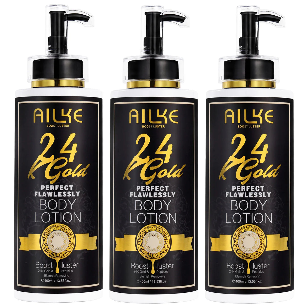 AILKE 24k Gold Flawlessly Whitening Skin Care Set For All Skin Type, Moisturizer, Reduce Black Spots, Smoothing, Brightening