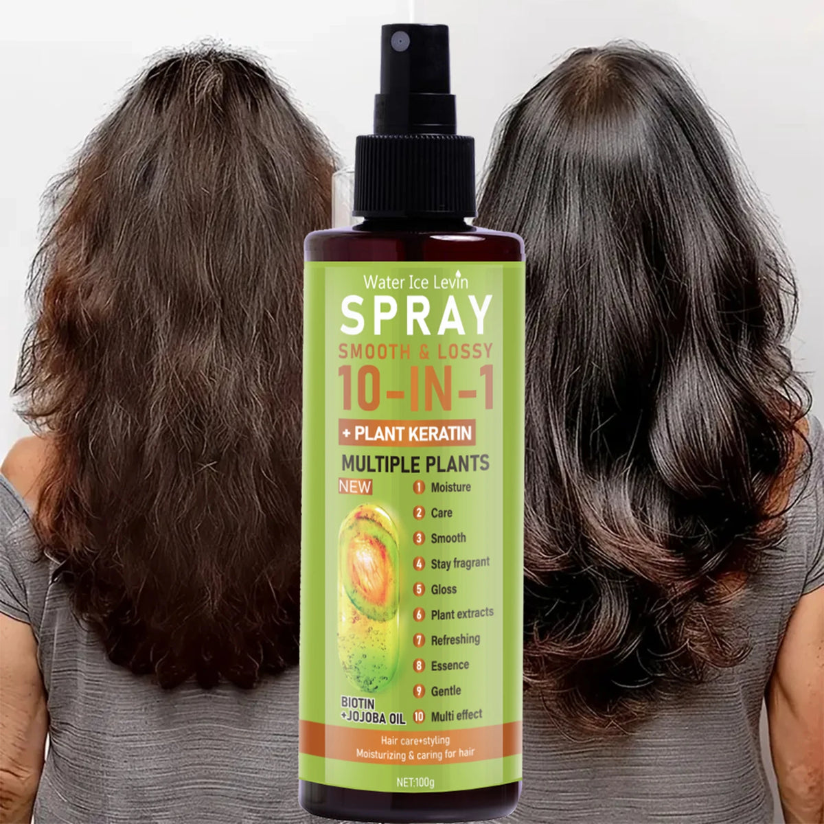 10-in-1 Hair Essence Spray with Plant Keratin & Biotin - Hydrating + Smoothing + Shine Control - Jojoba Oil Formula