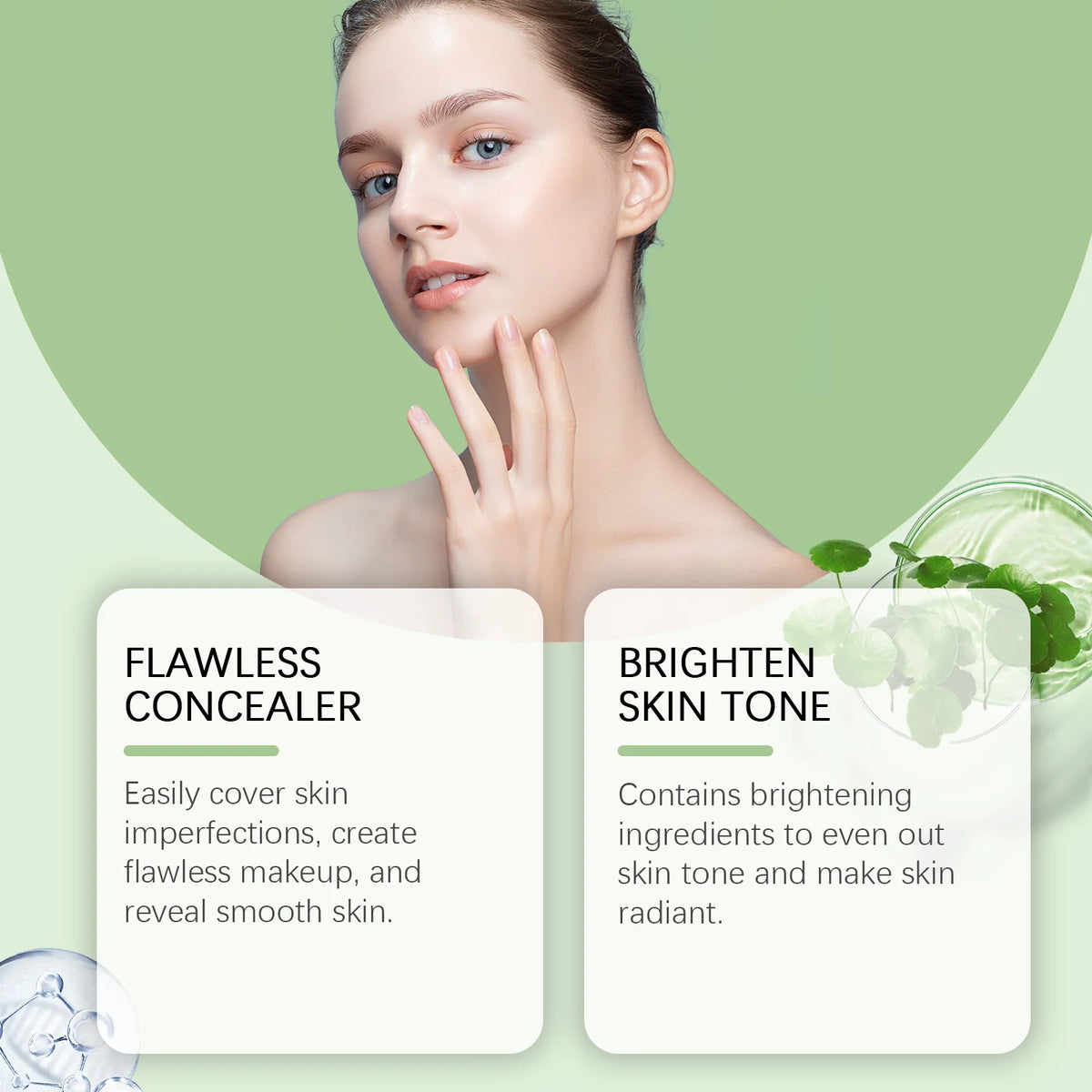 Centella Asiatica CC Cream Full Coverage Oil Control Brighten Skin Tone Long Lasting Cover Pores Moisturizing BB Cream Makeup