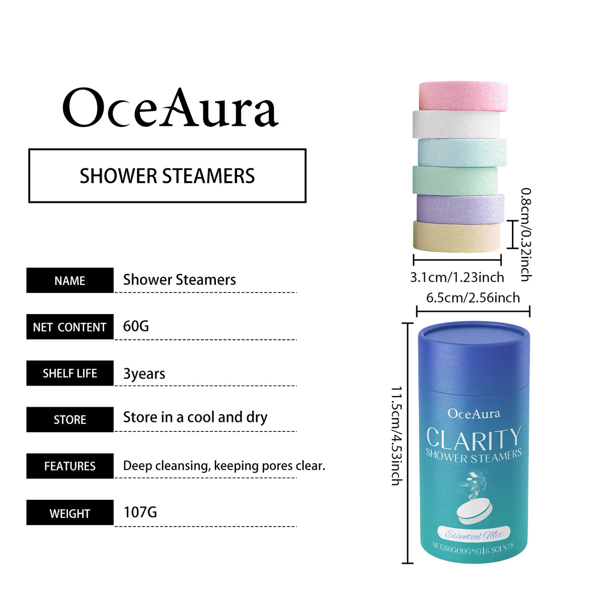 OceAura Shower Steamers Aromatherapy Long Lasting Lavender Rose Fragrance Relaxing Mind Body Soothing Shower Steamers Tablets