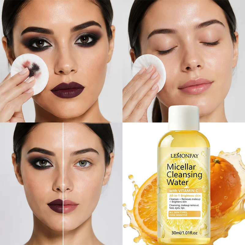 Vitamin C Micellar Cleansing Water Gentle Makeup Remover Brightening Skin Hydrating Facial Cleanser for Sensitive Skin