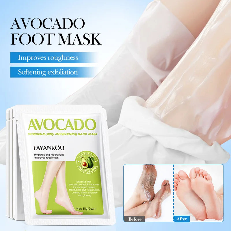 5 Pairs Avocado Exfoliating Foot Mask Feet Pedicure Remove Dead Skin Moisturizing Foot Exfoliator Feet Masks Skin Care Products