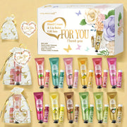 12 Hand Gift Hand Cream and Lip Balm Set Friends Party Gift with Love Net Bag and Thank You Card Holiday Gift