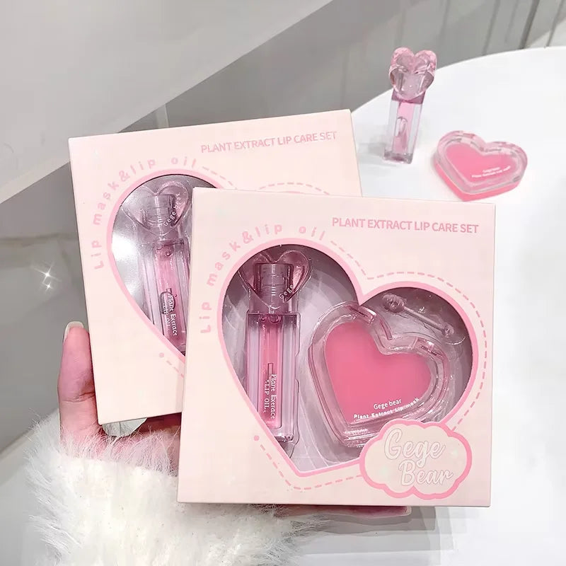 Gege Bear Plant Extract Lip Balm Set Moisturizing Lip Balm Lip Gloss Set Moisturizing Colorless Moisturizing