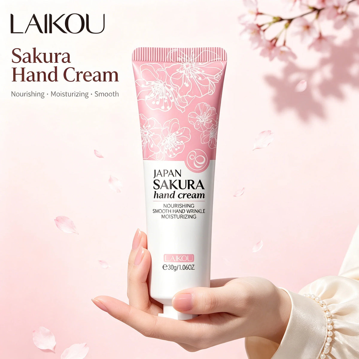 LAIKOU Sakura Hand Cream Whitening Wrinkle Removal Anti-crack Moisturizing Nourishing  Lotion Intensive Repair Hand Gream 30g