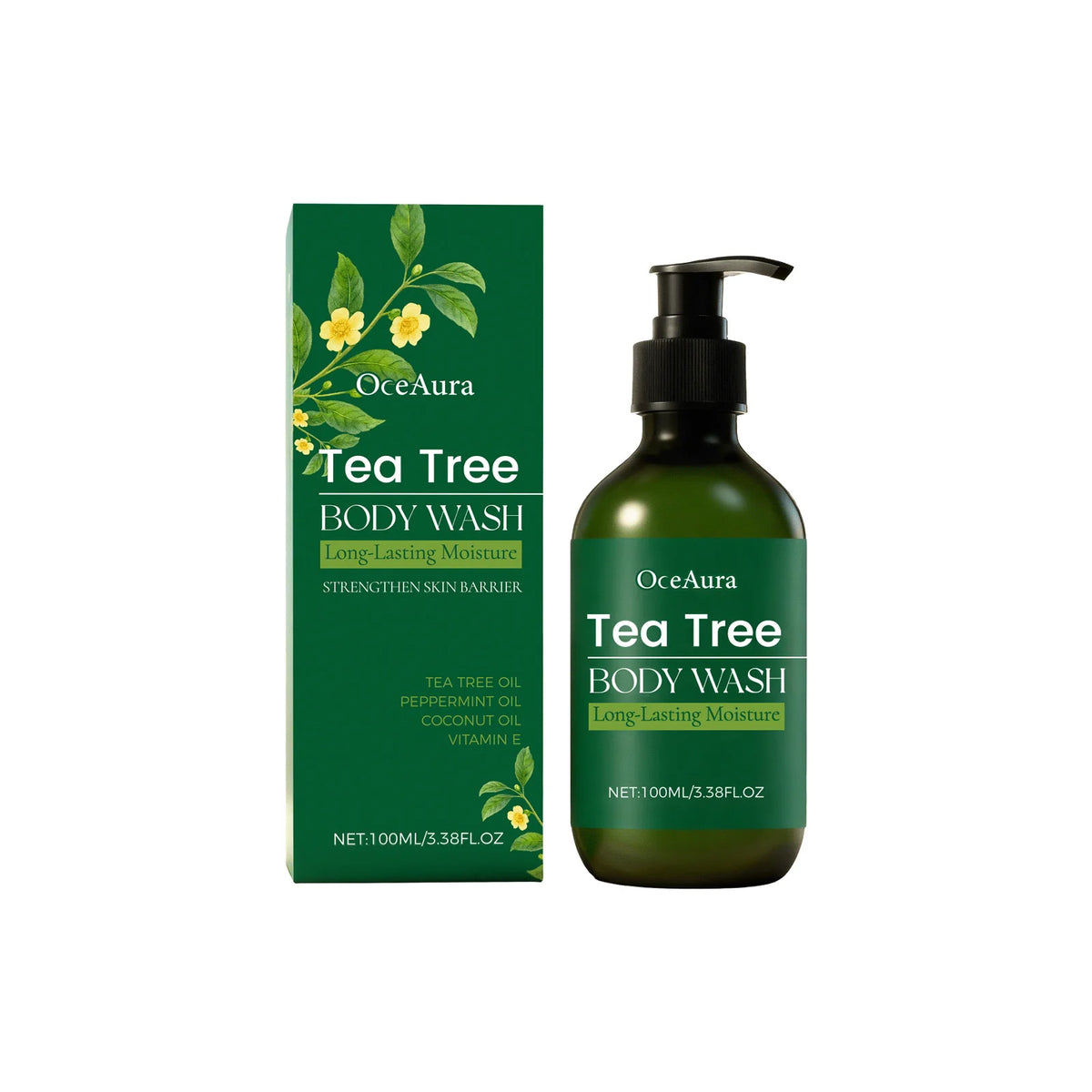 Oceaura Shower Gel Tea Tree Refreshing Moist Shower Gel Deep Cleansing Soothing Moisturizing Relief For All Skin Types 100ml