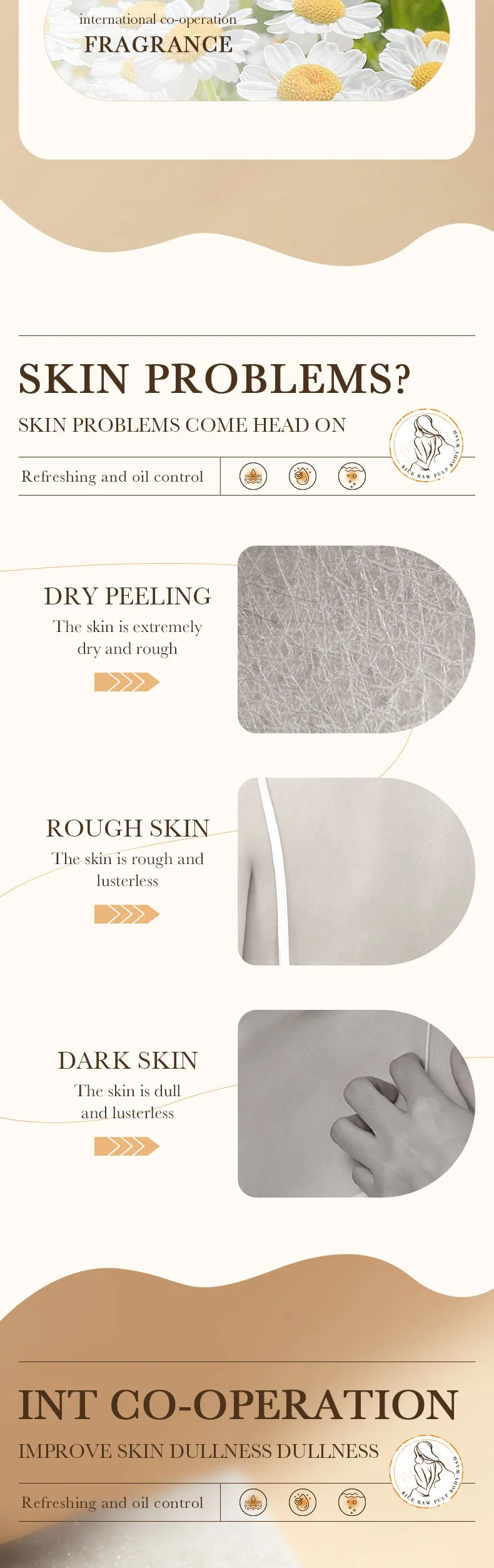 Rice Raw Pulp Body Shower Gel 500ml, Hypoallergenic and Moisturizing, Refreshing Oil Control, Long-Lasting Light Fragrance, Suitable for All Light Beige Skin Types and Sensitive Skin, Easily Removes Oil and Dirt, Daily Nouris