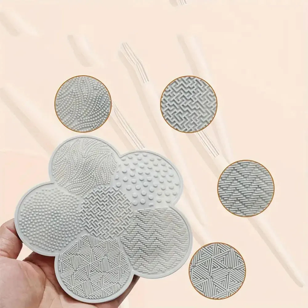 1Pcs Silicone Makeup Brush Cleaning Mat, Flower Shape Makeup Brush Cleaner Pad, Portable Makeup Brush Cleaner With Suction Cup