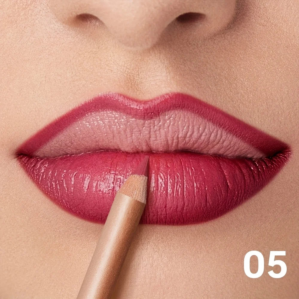Matte Lip Liner Pencil Nude, Long-Lasting Waterproof, Smudge-Proof, Precise Outline, Smooth Creamy Formula