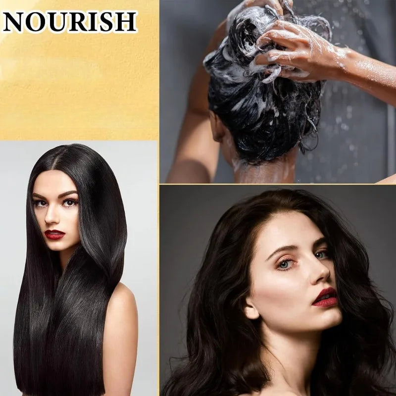 2pcs Black Hair Colouring Shampoo Natural Herbal Essence 3 in 1 Colouring Shampoo Clean Dandruff Removing for Covering White
