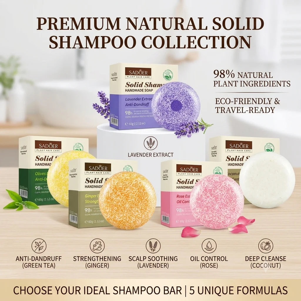 Solid Shampoo Bar Organic Plant Hair Care Soap Anti Dandruff Oil Control Nourishing Natural Handmade Shampoo Soap 60g