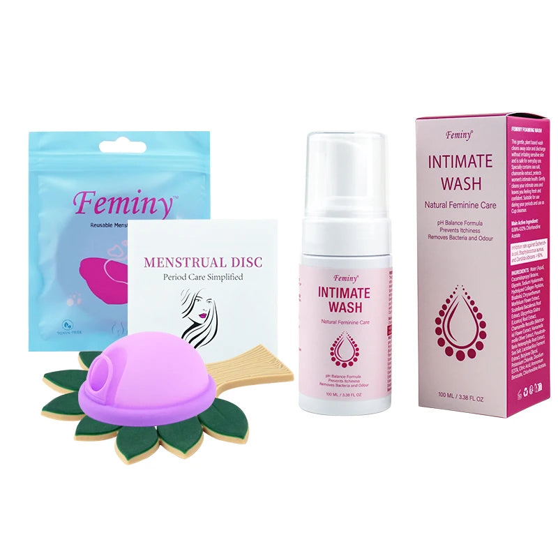 Menstrual Disc Woman Personal Health Set Medical Silicone Menstrual Disk With Intimate Wash