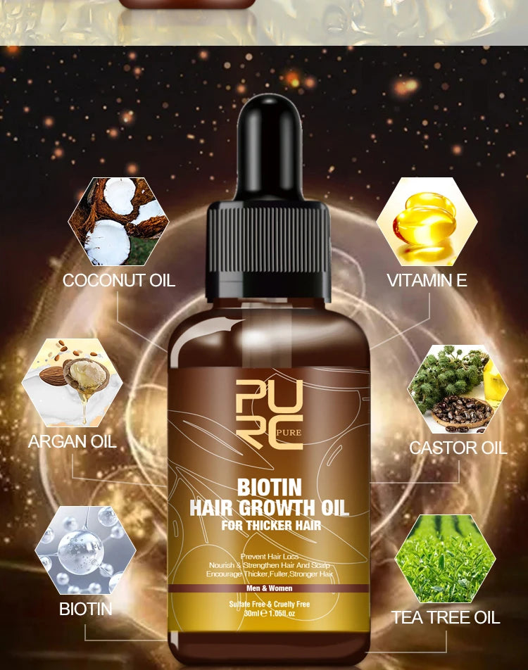 PURC Biotin Hair Shampoo Conditioner for Men Women Scalp Cleaning Hair Root Nourish Oil Smoothing Hair Mask Care Products Set