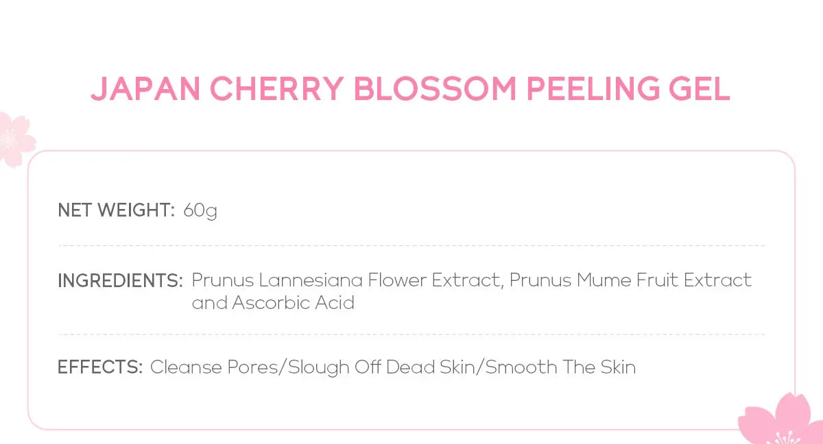 Sakura Exfoliating Gel Face Body Scrub Deep Cleansing Pores Gentle Peel For Blackhead Remove Smooth Brightening Skin 60g