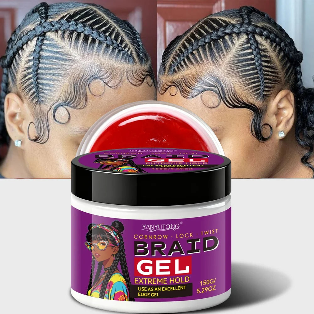 Styling Broken Hair Braiding Gel, Carbom Formula, Edge Control Twisting Gel Tame Frizz & Edges, Braiding Gel, Hailine Control,