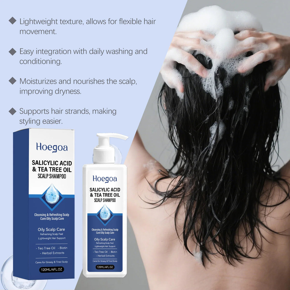Tea Tree Scalp Shampoo For Oily Greasy Skin Anti Dandruff Lightweight Hair Deep Clarifying Treatment Refreshing Cleaning Shampoo