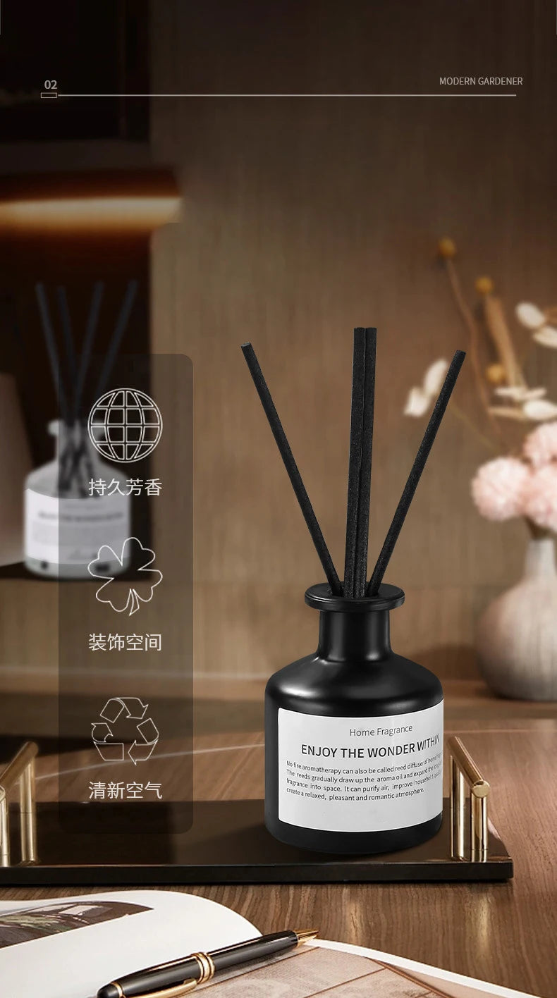 Aromatherapy Essential Oil Flameless Freesia Jasmine Fragrance Oil with Reed Diffuser Stick Home Room Air Freshener Decor 50ml