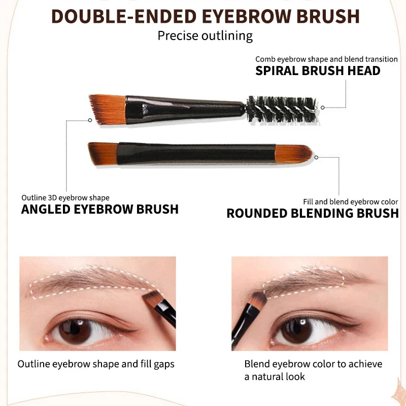 3-Color Eyebrow Powder Palette Cosmetic Eye Brow Enhancer Eye Shadow Eyeliner Contour All In One Makeup With Brush Mirror Box
