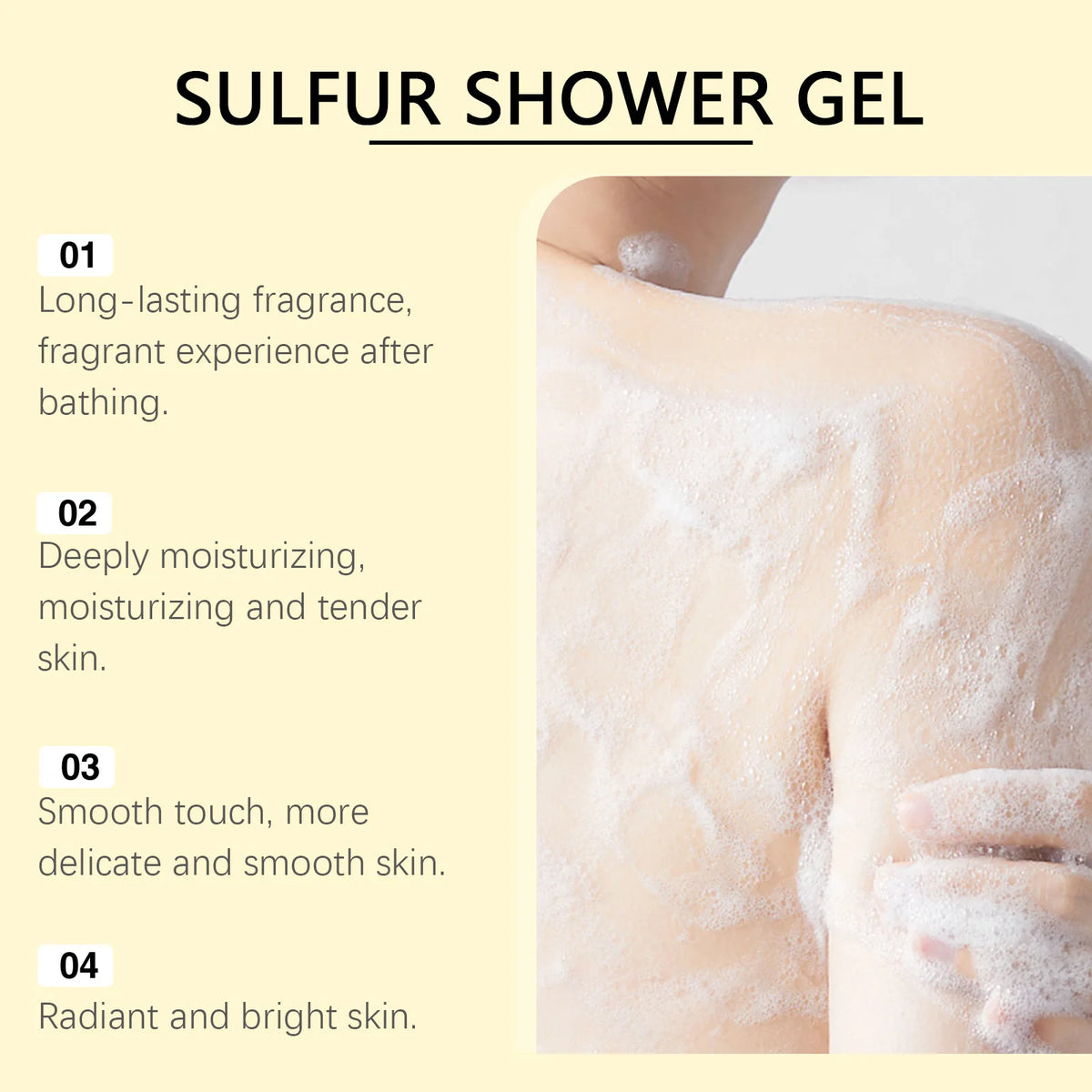 OceAura Sulfur Shower Gel Softening Skin Refreshing Smoothing Long Lasting Moisturizing Gentle Cleansing Sulfur Body Wash 200ml