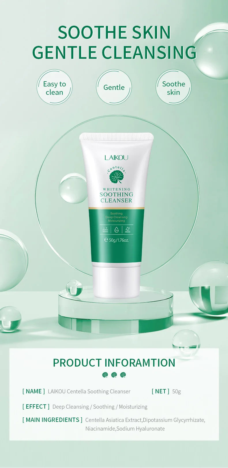 LAlKOU Japan Sakura Gentle Cleansing Facial Cleanser Shrink Pores Deep Clean Oil Control Remove Blackhead Moisturizing Skin Care